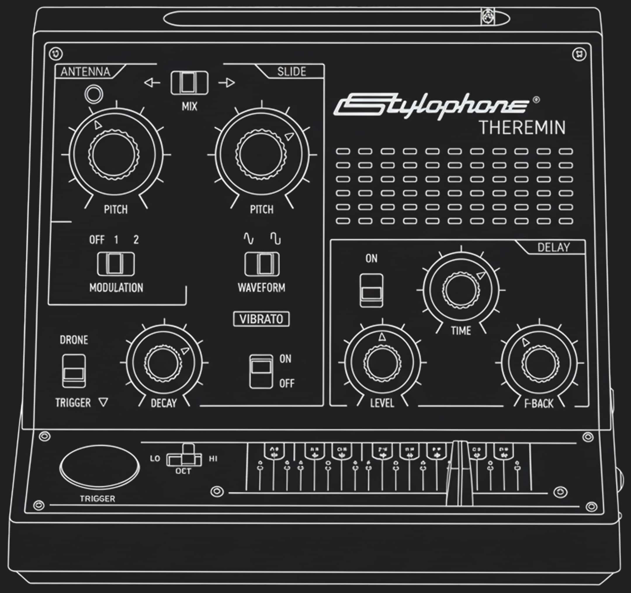 Stylophone Theremin Technical Blueprint drawing
