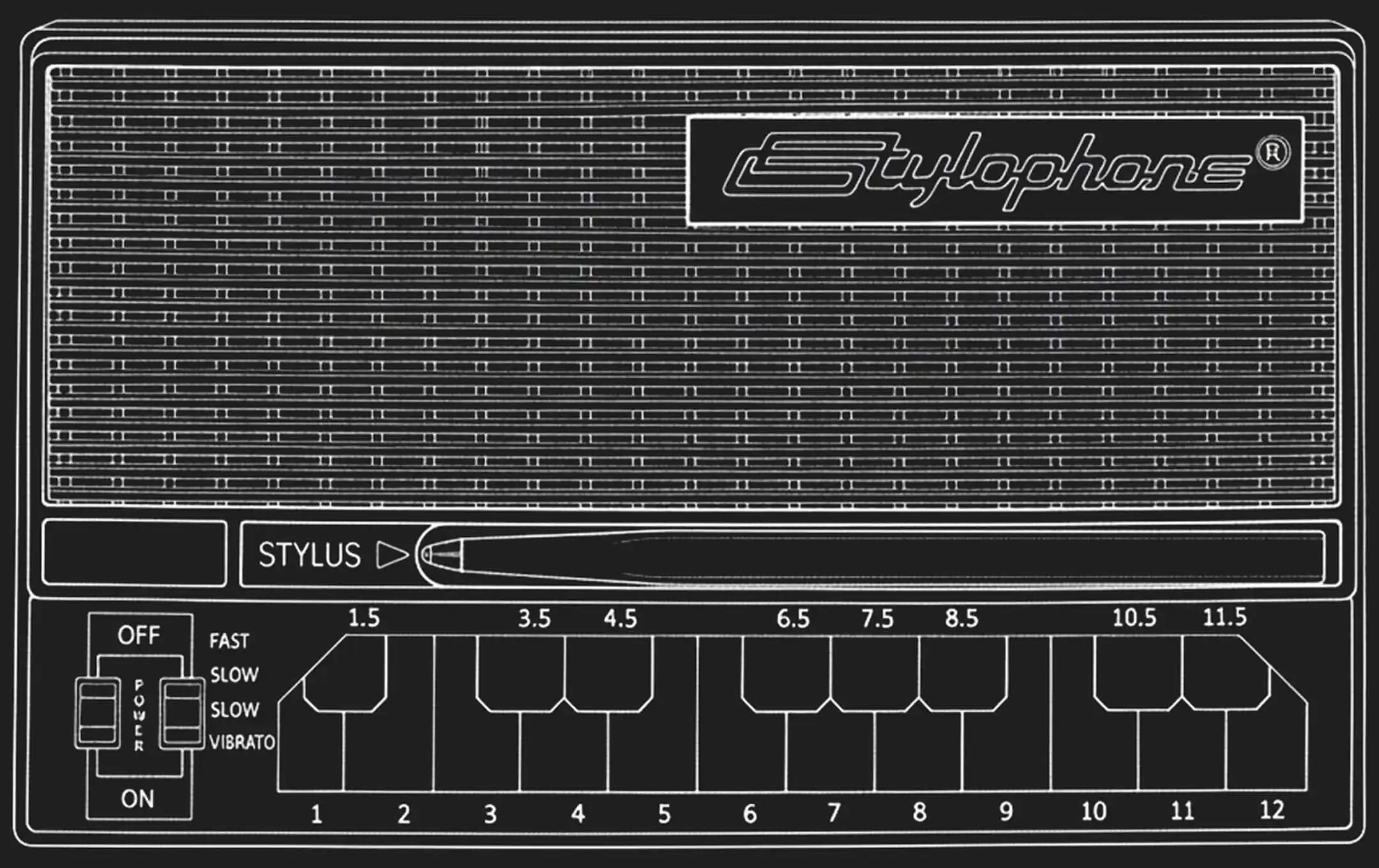 Stylophone S-1 Technical blueprint drawing