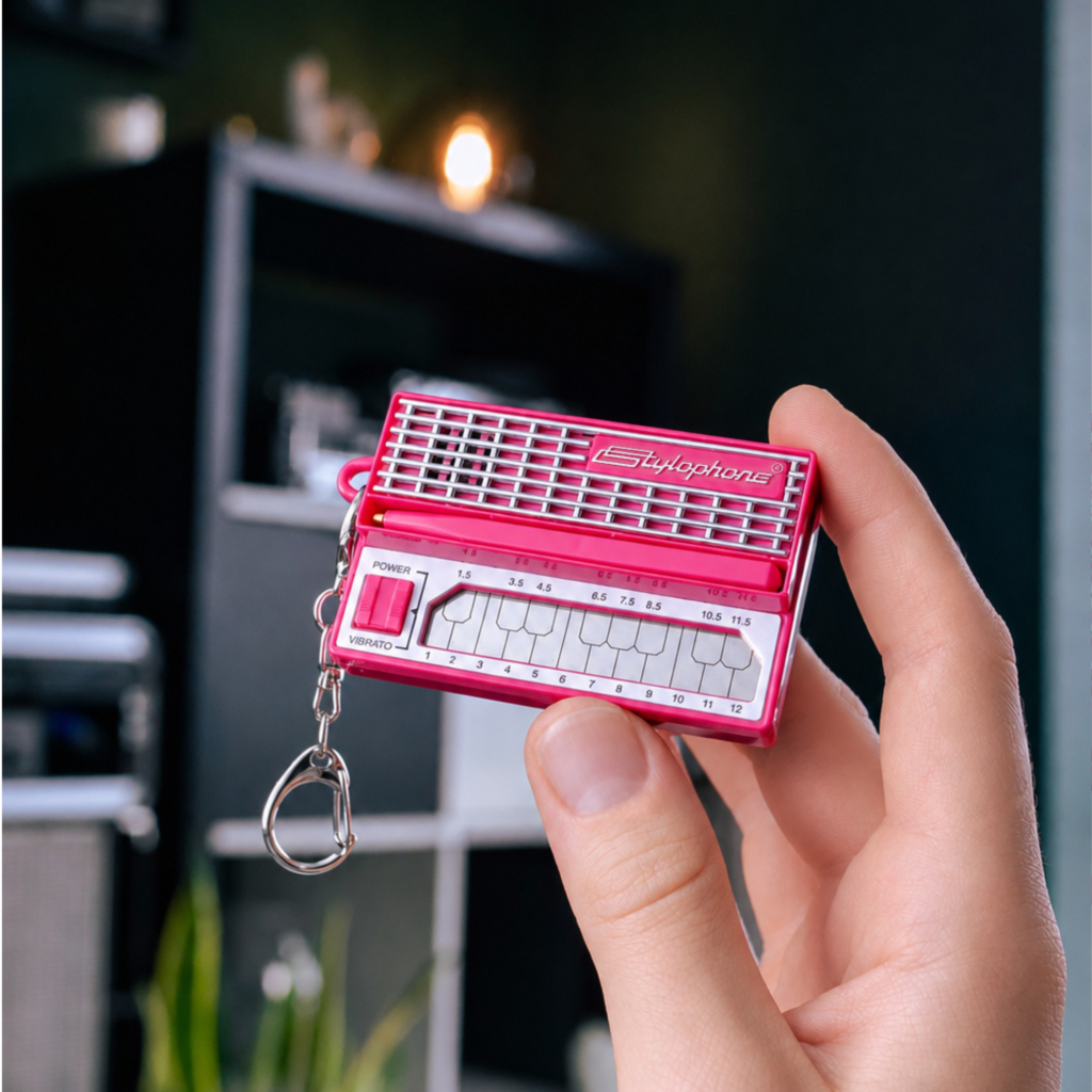 Pink Stylophone mini in hand